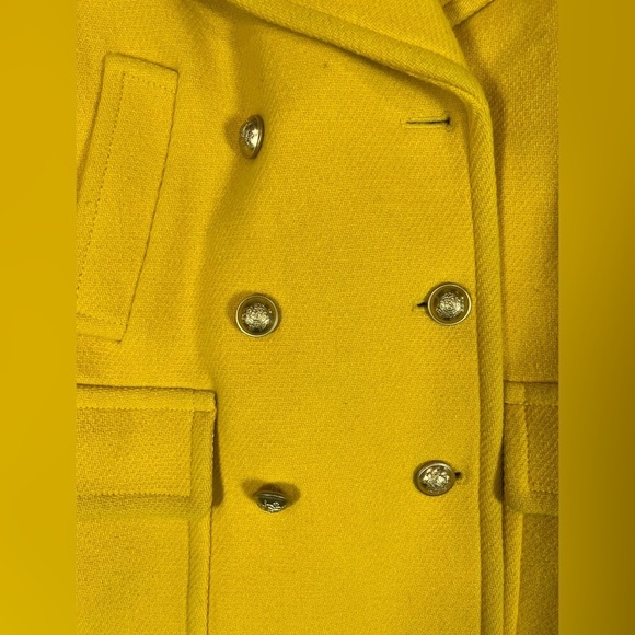 J. Crew Size 4 Stadium Cloth Nello Gori Yellow Majesty Wool Pea Coat Jacket EUC - Picture 5 of 13